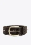 Golden Goose Db Studded Calf Leather Belt In Black