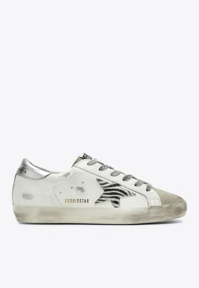 Golden Goose Db Super-star Distressed Leather Sneakers In White