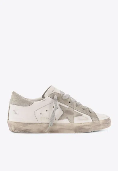 Golden Goose Db Super-star Distressed Leather Sneakers In White