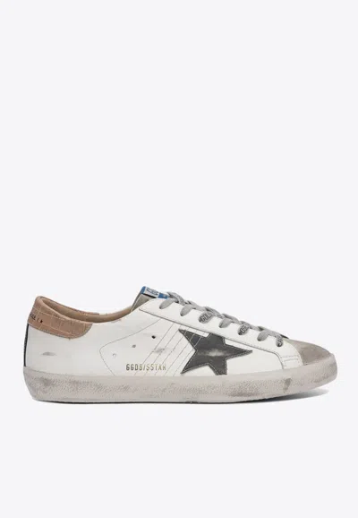 Golden Goose Db Super-star Distressed Leather Sneakers In White