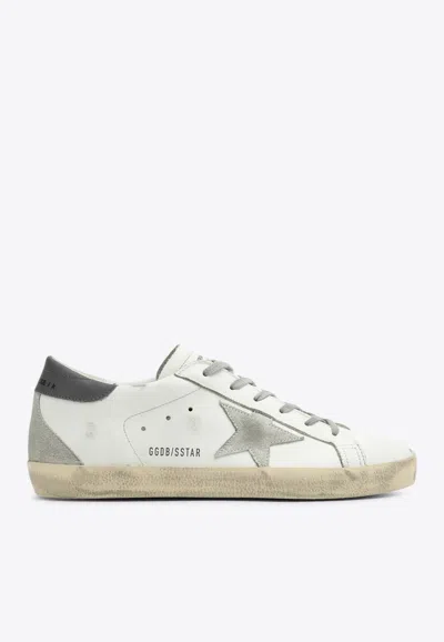 Golden Goose Db Super-star Distressed Sneakers With Suede Star Patch In White