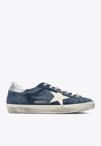 Golden Goose Db Super-star Distressed Suede Sneakers In Blue