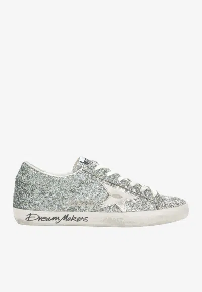 Golden Goose Db Super-star Glitter Lace-up Sneakers In Silver