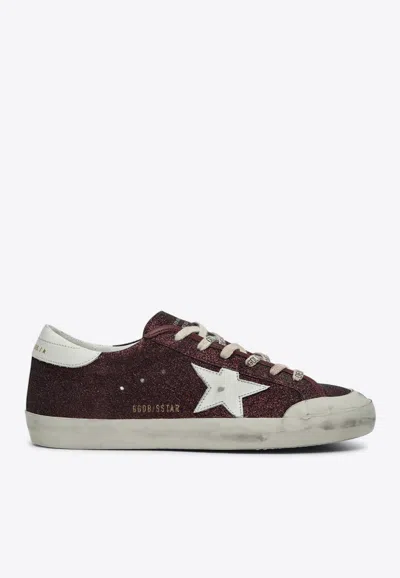 Golden Goose Db Super-star Glittered Low-top Sneakers In Bordeaux