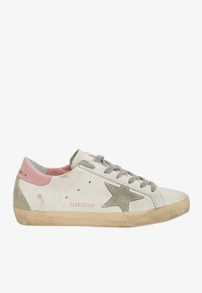 Golden Goose Db Super Star Leather Low-top Sneakers With Suede Star Patch In White
