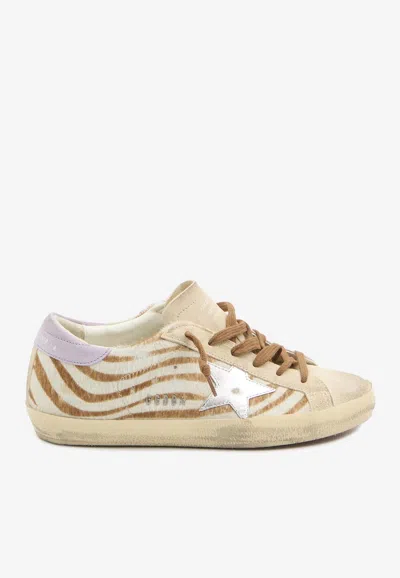 Golden Goose Db Super-star Zebra Print Low-top Sneakers In Sand