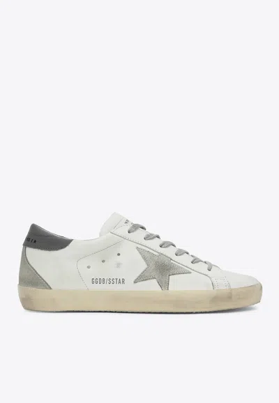 Golden Goose Db Super-star Distressed Leather Sneakers In White