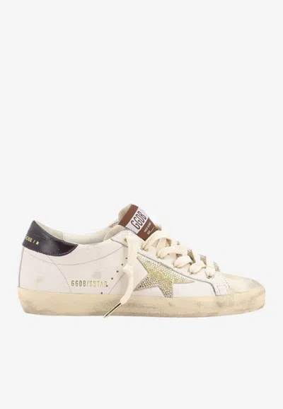 Golden Goose Db Super-star Distressed Leather Sneakers In White