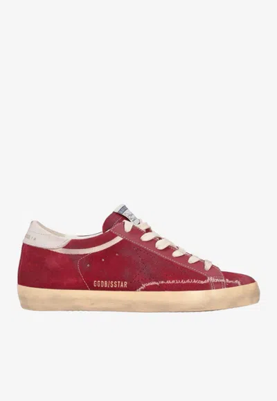 Golden Goose Db Super-star Distressed Suede Sneakers In Red