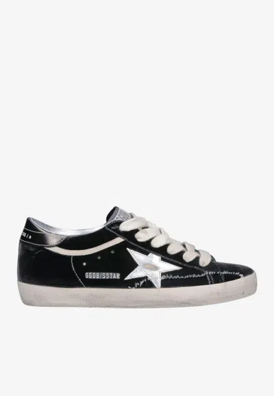 Golden Goose Db Super-star Distressed Velvet Sneakers In Black