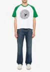 Golden Goose Db Graphic Print Colorblocked T-shirt In Blue