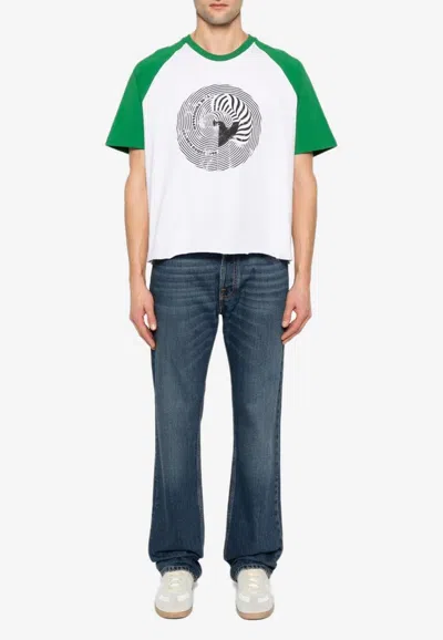Golden Goose Db Graphic Print Colorblocked T-shirt In White