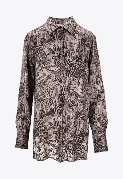 Golden Goose Db Toile De Jouy Print Long-sleeved Shirt In Brown