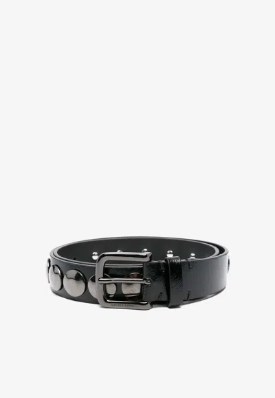 Golden Goose Db Trinidad Maxi Studs Leather Belt In Black