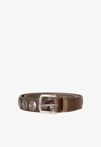 Golden Goose Db Trinidad Washed Leather Belt With Studs In Brown