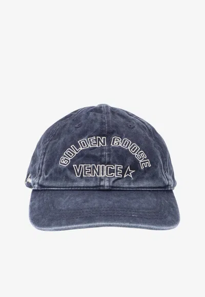 Golden Goose Db Vintage Denim Logo Baseball Cap In Blue