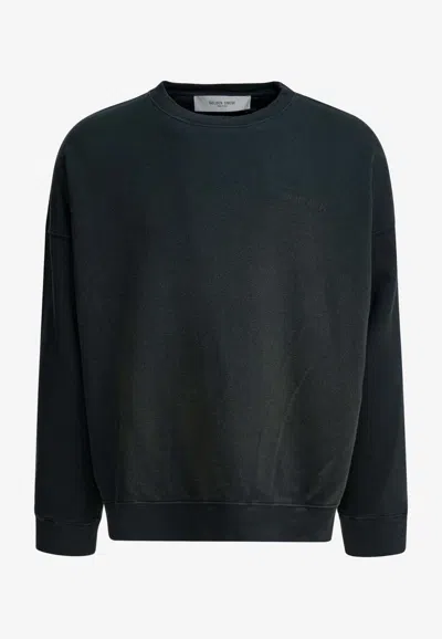 Golden Goose Db Logo Embroidered Washed Sweatshirt In Blue