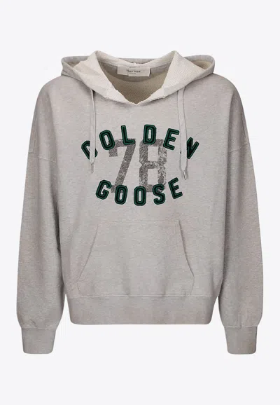 Golden Goose Db Vintage Logo Printed Hoodie In Gray