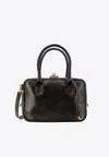 Golden Goose Db Vita Vintage Leather Top Handle Bag In Black