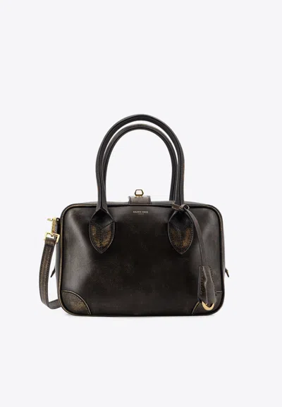 Golden Goose Db Vita Vintage Leather Top Handle Bag In Black