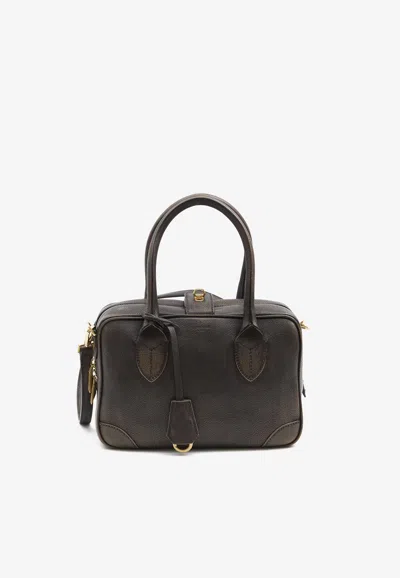Golden Goose Db Vita Vintage Leather Top Handle Bag In Brown