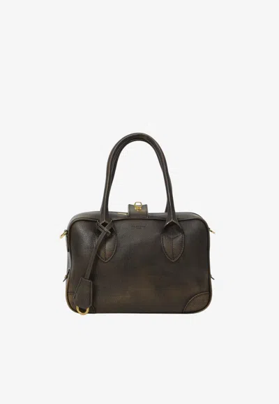 Golden Goose Db Vita Vintage Leather Top Handle Bag In Brown