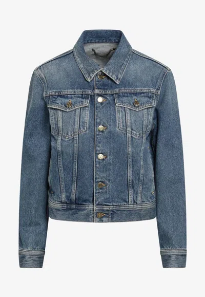 Golden Goose Db Washed Denim Slim Jacket In Blue