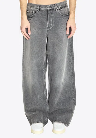 Golden Goose Db Washed Straight-leg Jeans In Gray
