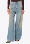 Golden Goose Db Wide-leg Distressed Jeans In Blue