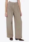 Golden Goose Db Wide-leg Pants With Stars-logo In Brown