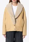 Golden Goose Db Wide Shearling-collar Jacket In Beige