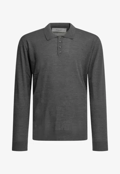 Golden Goose Db Wool Polo Sweater In Gray