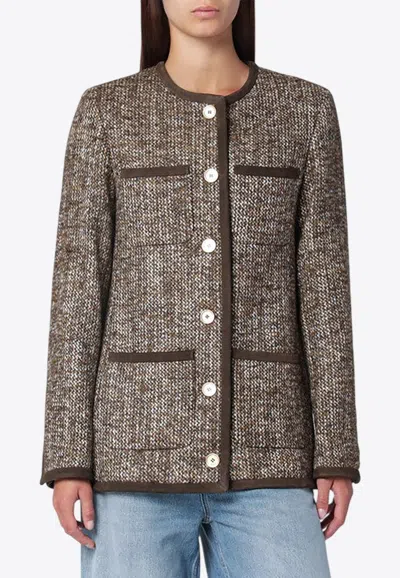 Golden Goose Db Wool Tweed Jacket In Brown