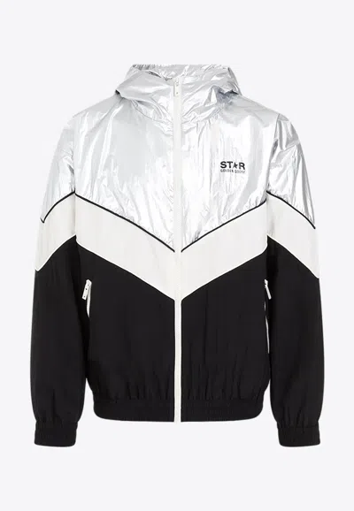 Golden Goose Db Zip-up Paneled Windbreaker In Black