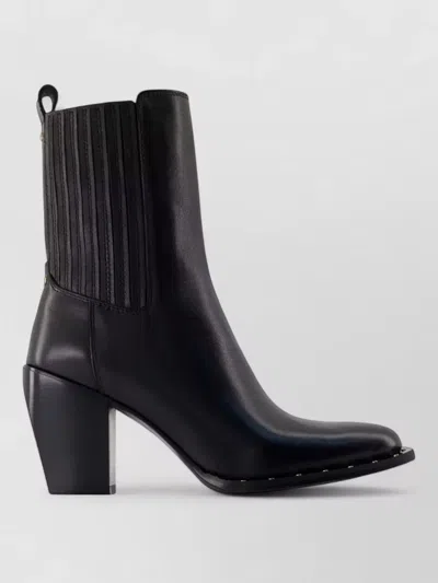 Golden Goose Debbie Ankle Boots Block Heel Leather In Black