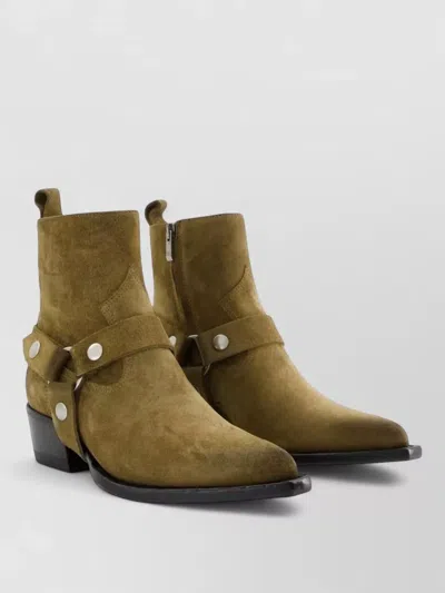 Golden Goose Debbie Ankle Boots Leather Studs Strap In Brown
