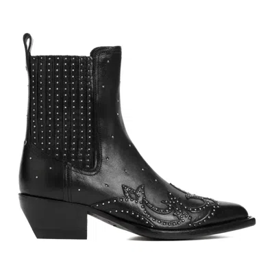 Golden Goose Debbie Black Cow Leather Beatles Boots