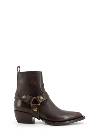 Golden Goose Debbie Distressed Leather Boots In Brown