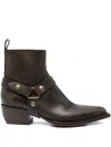 Golden Goose "debbie" Distressed Leather Upper With Removable Accessory Boots Shoes