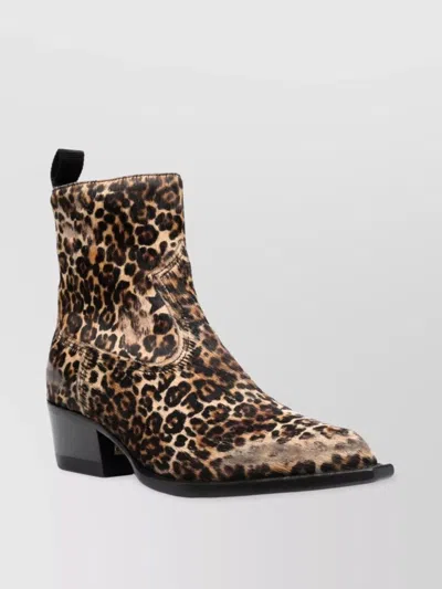 Golden Goose Debbie Leather Boots Leopard Print