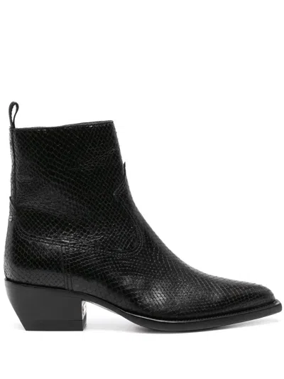 Golden Goose 45mm Debbie Printed Leather Ankle Boots In Black