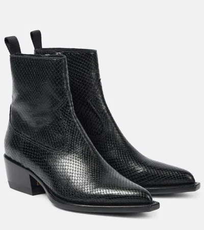 Golden Goose Debbie Texan Ankle Boots In Black Leather