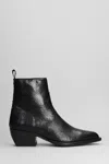 Golden Goose Debbie Texan Ankle Boots In Black Leather In Black