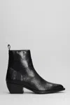 Golden Goose Debbie Texan Ankle Boots In Black Leather In Black