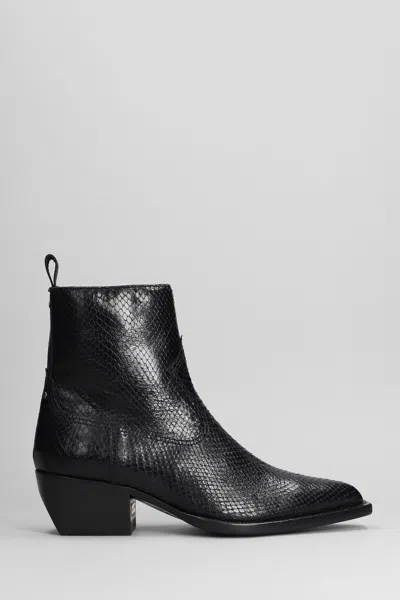 GOLDEN GOOSE DEBBIE TEXAN ANKLE BOOTS IN BLACK LEATHER