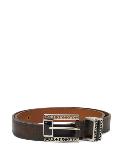 Golden Goose Decorated-buckle Leather Belt In Orange