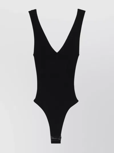 Golden Goose Deep V-neck Bodysuit Double Star Back In Black