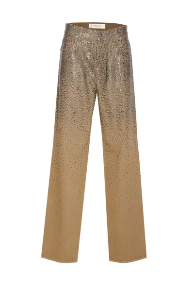 Golden Goose Degrade Swarovski Cotton Trousers In Brown