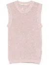 Golden Goose Delicate Knit Sleeveless Top With Subtle Shimmer In Pink