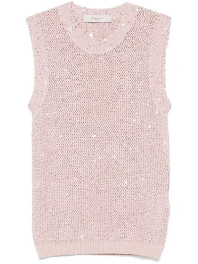 Golden Goose Delicate Knit Sleeveless Top With Subtle Shimmer In Pink